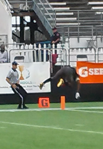 Dalvin Cook flips into the end zone for to complete an 80 yard touchdown run during the 4th Quarter of the Class 6A State Championship Game Photo By Joshua Wilson