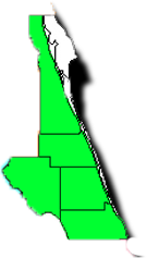 East Coast counties include: Brevard, Indian River, Martin, Okeechobee & St. Lucie