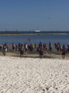 A beach workout? That has been part of the things the St. Cloud Bulldog football team have been doing this summer. (Photo Credit: St. Cloud Football)