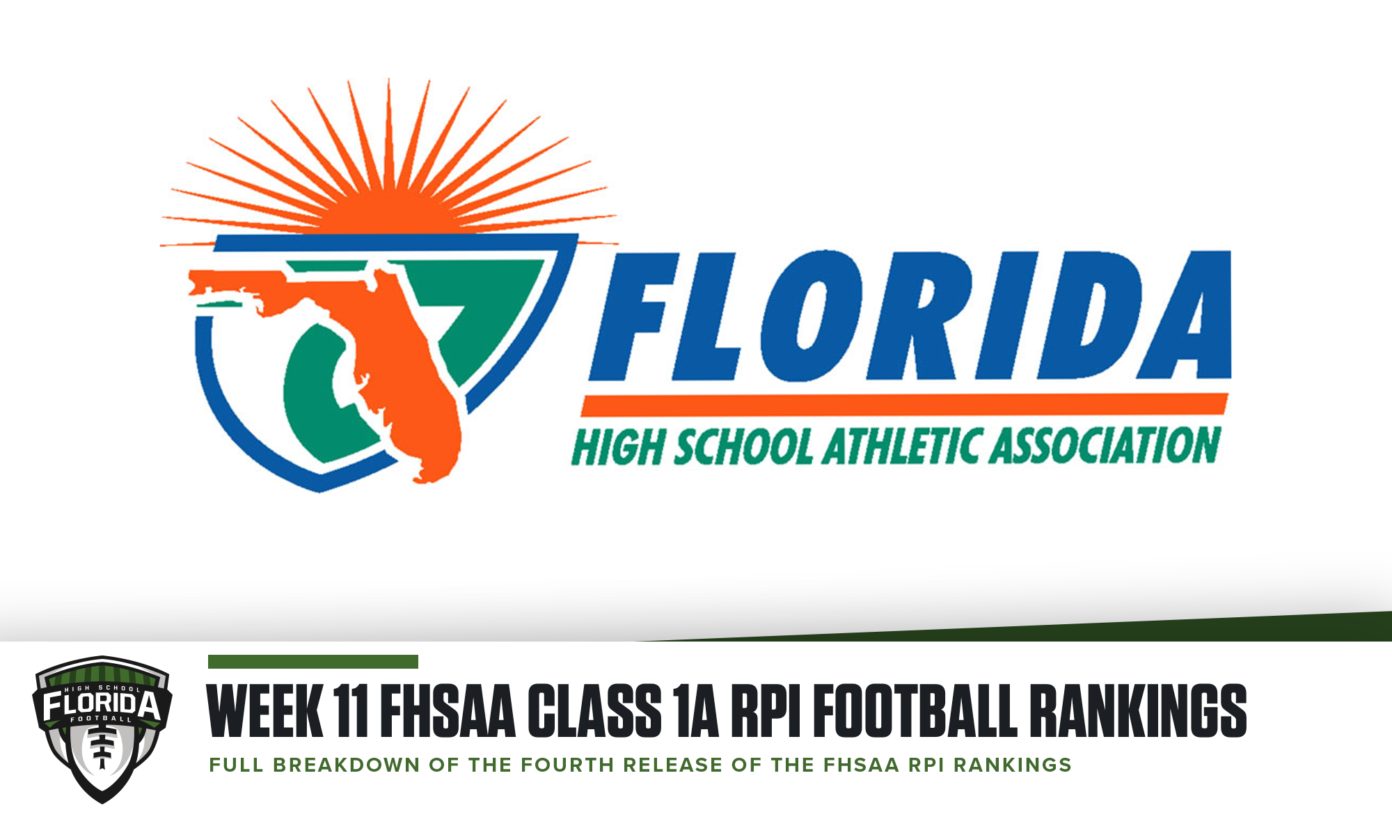 Week 11 FHSAA RPI Class 1A Football Rankings Florida HS Football