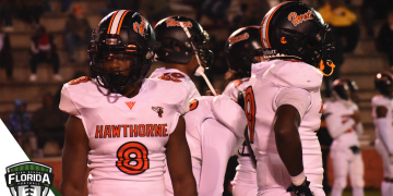 Hawthorne is one of eight teams left in Class 1R with a chance of a berth in the state semifinals on the line this week for Thanksgiving playoff football. Hawthorne currently holds the top ranking in Class 1R and a win would guarantee them a home game in the state semifinals [Joshua Wilson/FloridaHSFootball.com]