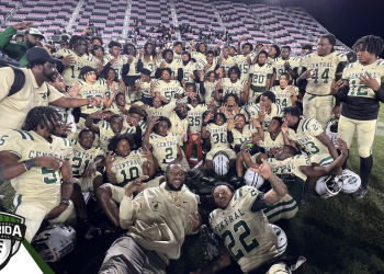 Miami Central captured the Class 2M State Championship on Friday, December 16, 2022 at DRV PNK Stadium in Fort Lauderdale, Fla. The Rockets also become the first team in Florida history to win four straight state championships - twice. [Joshua Wilson/FloridaHSFootball.com]