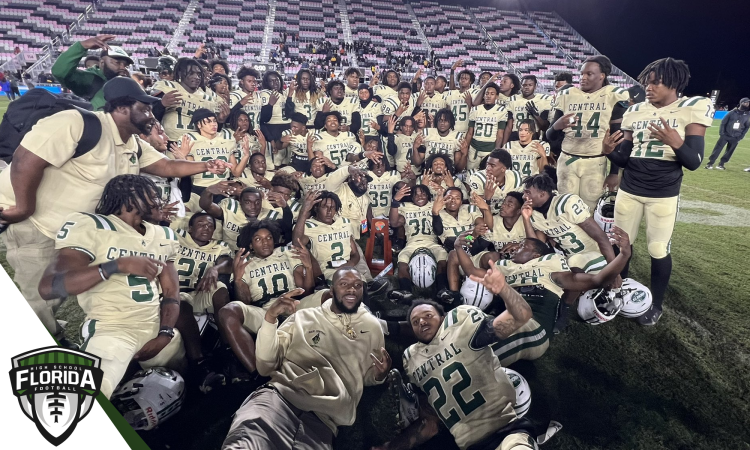 Miami Central captured the Class 2M State Championship on Friday, December 16, 2022 at DRV PNK Stadium in Fort Lauderdale, Fla. The Rockets also become the first team in Florida history to win four straight state championships - twice. [Joshua Wilson/FloridaHSFootball.com]