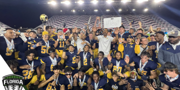 St. Thomas Aquinas won their state-record 14th state championship and their 4th straight state championship, defeating Homestead 38-21 in the Class 3M State Championship game at DRV PNK Stadium in Fort Lauderdale, Fla. on Thursday, December 15, 2022. [Joshua Wilson/FloridaHSFootball.com]