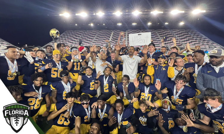 St. Thomas Aquinas won their state-record 14th state championship and their 4th straight state championship, defeating Homestead 38-21 in the Class 3M State Championship game at DRV PNK Stadium in Fort Lauderdale, Fla. on Thursday, December 15, 2022. [Joshua Wilson/FloridaHSFootball.com]