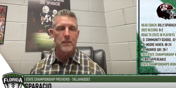 First Baptist Head Coach Billy Sparacio talks to FloridaHSFootball.com Founder & Publisher Joshua Wilson about his team's upcoming appearance in the Class 1S State Championship game. [Joshua Wilson/FloridaHSFootball.com]