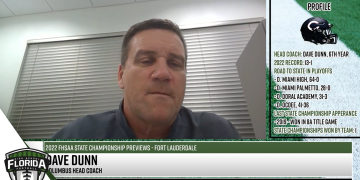 Columbus HC Dave Dunn talks to FloridaHSFootball.com Founder & Publisher Joshua Wilson about his team's upcoming appearance in the Class 2M State Championship game. [Joshua Wilson/FloridaHSFootball.com]