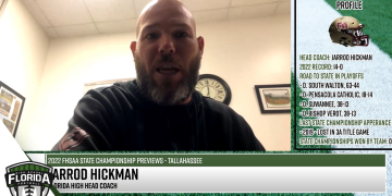 Florida High Head Coach Jarrod Hickman talks to FloridaHSFootball.com Founder & Publisher Joshua Wilson about his team's upcoming appearance in the Class 2S State Championship game. [Joshua Wilson/FloridaHSFootball.com]