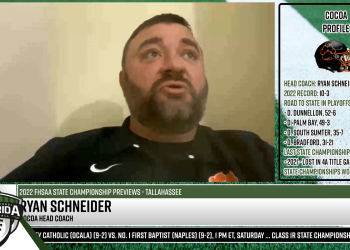 Cocoa Head Coach Ryan Schneider talks to FloridaHSFootball.com Founder & Publisher Joshua Wilson about his team's upcoming appearance in the Class 2S State Championship game. [Joshua Wilson/FloridaHSFootball.com]