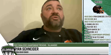 Cocoa Head Coach Ryan Schneider talks to FloridaHSFootball.com Founder & Publisher Joshua Wilson about his team's upcoming appearance in the Class 2S State Championship game. [Joshua Wilson/FloridaHSFootball.com]