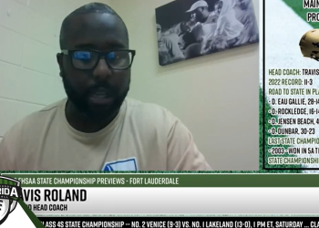 Mainland Head Coach Travis Roland talks to FloridaHSFootball.com Founder & Publisher Joshua Wilson about his team's upcoming appearance in the Class 3S State Championship game. [Joshua Wilson/FloridaHSFootball.com]