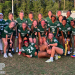 The Fleming Island Golden Eagles girls flag football team posses after coming from behind to defeat Spruce Creek in the Class 2A-Region 1 final on Mon., May 8, 2023 at Randy Warren Stadium in Fleming Island, Fla. [Joshua Wilson, FloridaHSFootball.com]