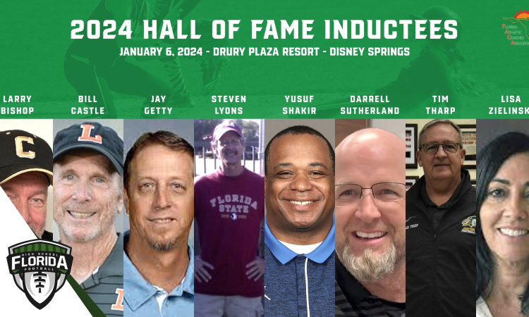 The Florida Athletic Coaches Association announced their 2024 Hall of Fame class on Monday, July 10, 2023 [Graphic Credit: FACA]