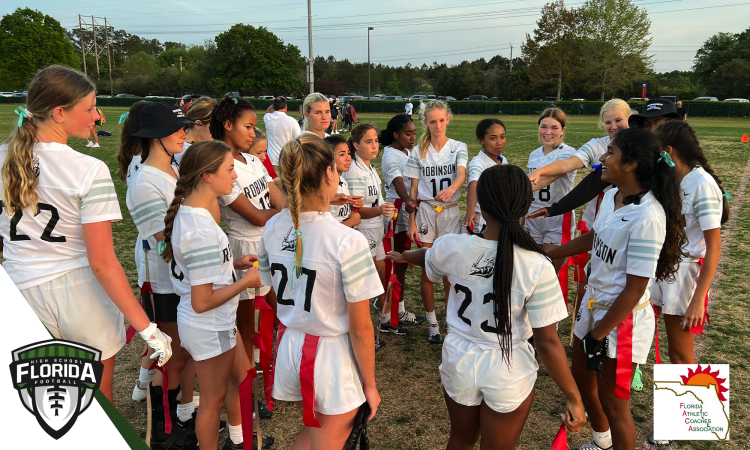 Multiple athletes from the 2023 Class 1A state championship team, the Robinson Knights flag football team were named to the FACA Class 1A All-State Team. [Joshua Wilson/FloridaHSFootball.com]