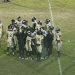 Buchholz (Gainesville) huddles up during a timeout during their 44-7 blowout victory over Bartram Trail (St. Johns) at Citizens Field in Gainesville, Fla. on Thu. Oct. 19, 2023. [Joshua Wilson/FloridaHSFootball.com]