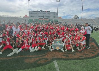 Cardinal Mooney (Sarasota) defeated Trinity Catholic (Ocala) to win the first state championship in 51 years on Fri. Dec. 8, 2023 at Bragg Memorial Stadium in Tallahassee, Fla. [Joshua Wilson/FloridaHSFootball.com]