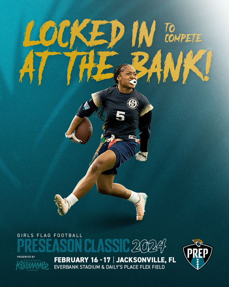 The Jacksonville Jaguars will be hosting nearly 50 teams for the 2024 Jaguars Girls Flag Football Preseason Classic this weekend at EverBank Stadium and the Daily's Place Flex Field in Jacksonville. [Courtesy of the Jacksonville Jaguars]