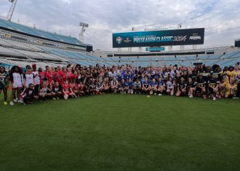 The Jacksonville Jaguars hosted nearly 50 girls flag football teams with over 1,000 athletes over the weekend for their 2024 Jaguars PREP Girls Flag Football Preseason Classic at EverBank Stadium in Jacksonville, Fla. [Joshua Wilson/FloridaHSFootball.com]