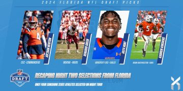 Four athletes from the Sunshine State were selected in the second and third rounds of the 2024 NFL Draft on Friday, April 26, 2024. [Photo Credits: University of Illinois Athletics; Florida State University Athletics; Houston Christian University Athletics; University of Miami (FL) Athletics]