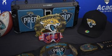 Jaguars PREP display at the 2024 Jaguars All-PREP Flag Football recognition event held at Academy Sports + Outdoors on Southside Blvd. on Wed. May 8, 2024, in Jacksonville, Fla. [Joshua Wilson/FloridaHSFootball.com]
