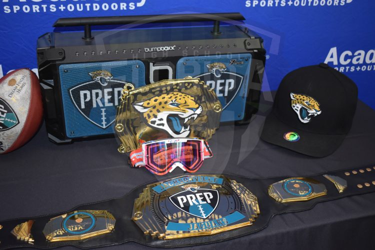 Jaguars PREP display at the 2024 Jaguars All-PREP Flag Football recognition event held at Academy Sports + Outdoors on Southside Blvd. on Wed. May 8, 2024, in Jacksonville, Fla. [Joshua Wilson/FloridaHSFootball.com]