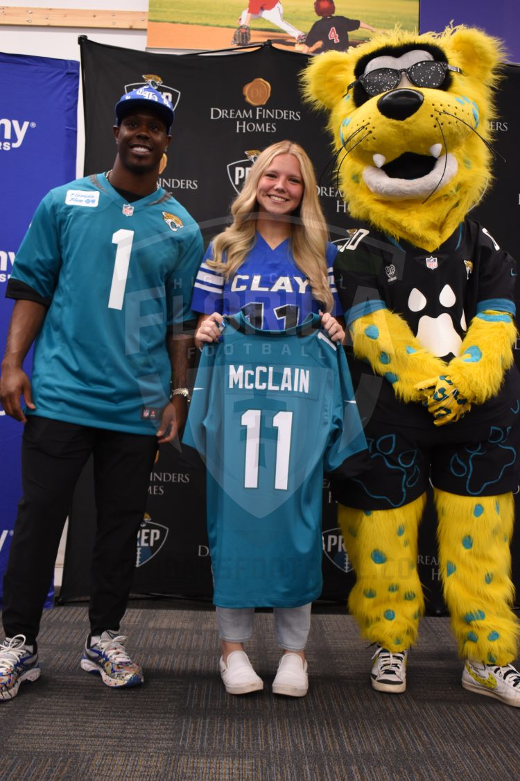 C/OLB Shelby McClain, Clay (Green Cove Springs) at the 2024 Jaguars All-PREP Flag Football recognition event held at Academy Sports + Outdoors on Southside Blvd. on Wed. May 8, 2024, in Jacksonville, Fla. [Joshua Wilson/FloridaHSFootball.com]