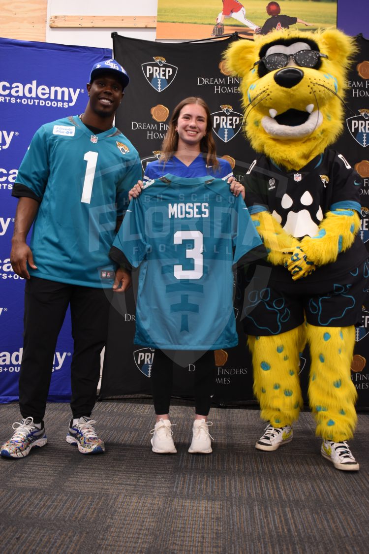 QB Teghan Moses, Clay (Green Cove Springs) at the 2024 Jaguars All-PREP Flag Football recognition event held at Academy Sports + Outdoors on Southside Blvd. on Wed. May 8, 2024, in Jacksonville, Fla. [Joshua Wilson/FloridaHSFootball.com]