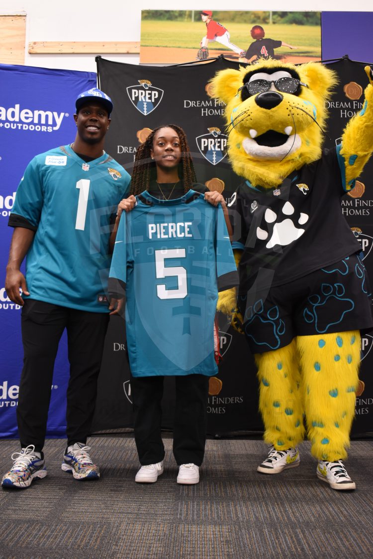 RB/SS/ATH Tyra Pierce, Ed White (Jacksonville) at the 2024 Jaguars All-PREP Flag Football recognition event held at Academy Sports + Outdoors on Southside Blvd. on Wed. May 8, 2024, in Jacksonville, Fla. [Joshua Wilson/FloridaHSFootball.com]