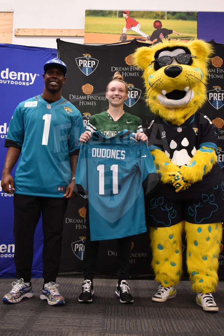 QB Devyn Dudones, Fleming Island at the 2024 Jaguars All-PREP Flag Football recognition event held at Academy Sports + Outdoors on Southside Blvd. on Wed. May 8, 2024, in Jacksonville, Fla. [Joshua Wilson/FloridaHSFootball.com]