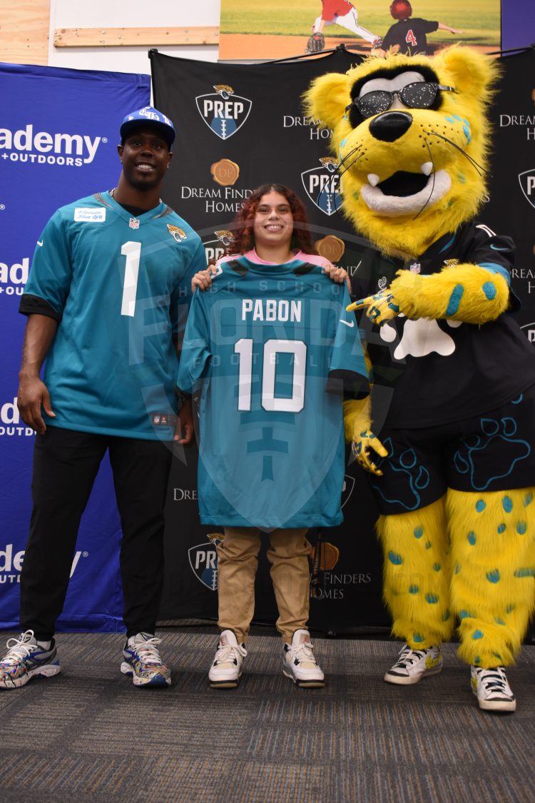 QB Alexis Pabon, Mandarin (Jacksonvile) at the 2024 Jaguars All-PREP Flag Football recognition event held at Academy Sports + Outdoors on Southside Blvd. on Wed. May 8, 2024, in Jacksonville, Fla. [Joshua Wilson/FloridaHSFootball.com]