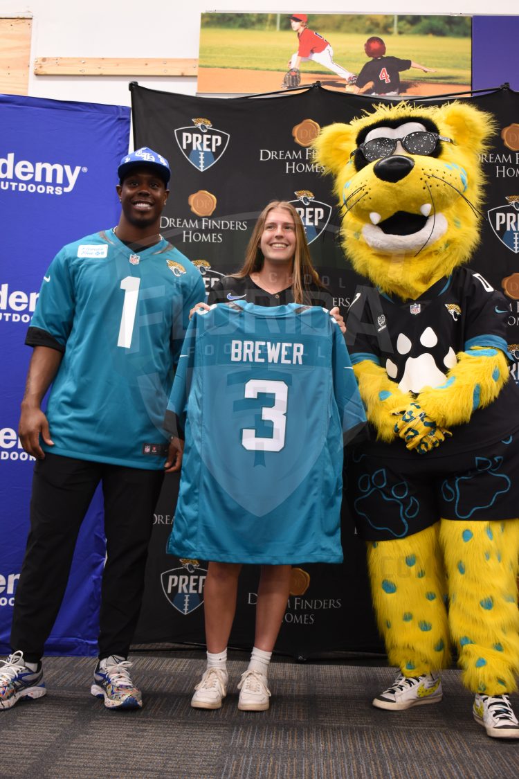 WR/QB/S Catherine Brewer, Stanton (Jacksonville) at the 2024 Jaguars All-PREP Flag Football recognition event held at Academy Sports + Outdoors on Southside Blvd. on Wed. May 8, 2024, in Jacksonville, Fla. [Joshua Wilson/FloridaHSFootball.com]