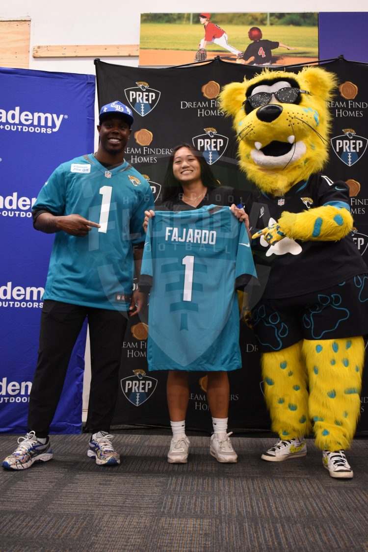 WR/LB Gaby Fajardo, Stanton (Jacksonville) at the 2024 Jaguars All-PREP Flag Football recognition event held at Academy Sports + Outdoors on Southside Blvd. on Wed. May 8, 2024, in Jacksonville, Fla. [Joshua Wilson/FloridaHSFootball.com]