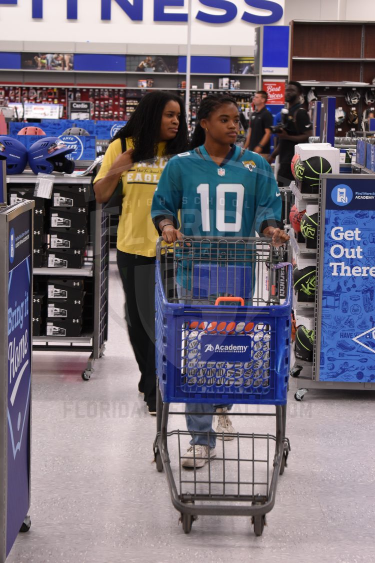 Athletes received a $200 shopping spree to spend on Mother's Day as part of the reward of being named to the 2024 Jaguars All-PREP Flag Foootball team during the 2024 Jaguars All-PREP Flag Football recognition event held at Academy Sports + Outdoors on Southside Blvd. on Wed. May 8, 2024, in Jacksonville, Fla. [Joshua Wilson/FloridaHSFootball.com]