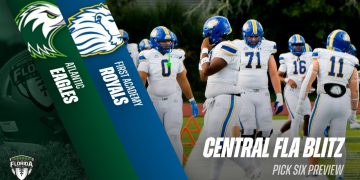 Atlantic (Delray Beach) will travel to First Academy (Orlando) on Friday night in a battle of two Florida Top 25 ranked teams. [Photo via @Royals__FB/X]