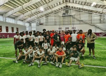 Booker T. Washington (Miami) seen here at an FSU camp in June will be in the Class 2A playoffs as a No. 1 seed in 2A-Region 4. [@MiamiBTW_FB/X]