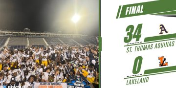 St. Thomas Aquinas (Fort Lauderdale) won their sixth consecutive state championship on Thu. Dec. 12, 2024 at South Dade Kia Field at Pitbull Stadium in Miami, Fla. [Joshua Wilson/FloridaHSFootball.com]
