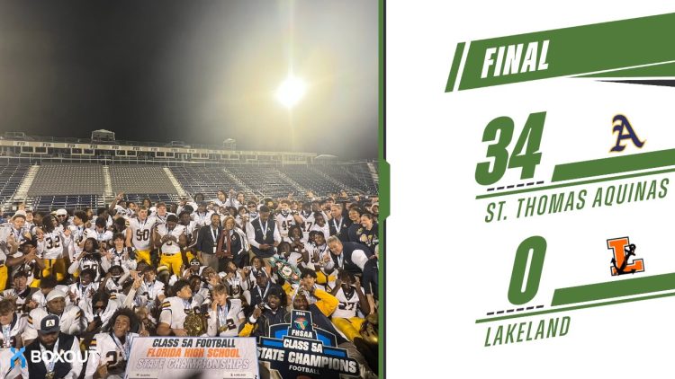 St. Thomas Aquinas (Fort Lauderdale) won their sixth consecutive state championship on Thu. Dec. 12, 2024 at South Dade Kia Field at Pitbull Stadium in Miami, Fla. [Joshua Wilson/FloridaHSFootball.com]