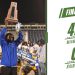 Miami Northwestern head coach Teddy Bridgewater hoists up the 2024 Class 3A State Championship trophy after the Bulls defeated Raines (Jacksonville), 41-0 on Sat. Dec. 14, 2024 at South Dade Kia Field at Pitbull Stadium in Miami, Fla. [Joshua Wilson/FloridaHSFootball.com]