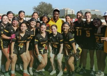 The Steinbrenner Warriors recently at the 2025 Tampa Bay Buccaneers Girls Flag Football Preseason Classic in Tampa, Fla. [@SteinbrennerFFB/X]