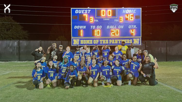 Newberry won their first flag football game in program history in a 46-7 victory over Gainesville on Tue. Feb. 25, 2025. [Newberry High School/Facebook]