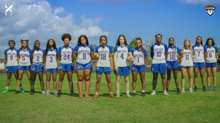 Palm Beach Gardens QB Myla Alligood is one of five South Florida athletes featured in the South Florida Girls Flag Football Player of the Week Poll for Week 3 [Palm Beach Gardens HS Girls Flag Football Team - @pbgwflagfb/Instagram]