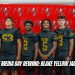 From left to right: Blake OL/DL Anthony Cruz (53), WR/DB Jadarian “Juju” Collins (2), RB/DE Elijah Newman-Hall (5), QB Eddie Mamudi (3), and head coach Rick Cowans at the 2025 Tampa Bay Buccaneers High School Football Media Day at One Buccaneer Place. (Photo: BigHitsLive)