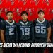 Riverview head coach Tony Rodriguez, RB Koby Holloman (2), ATH Adam Greenwell (19), OG Nicholas Duffy (65), and C Owen Hershey (67) at the 2025 Tampa Bay Buccaneers High School Football Media Day at One Buccaneer Place. (Photo: BigHitsLive)