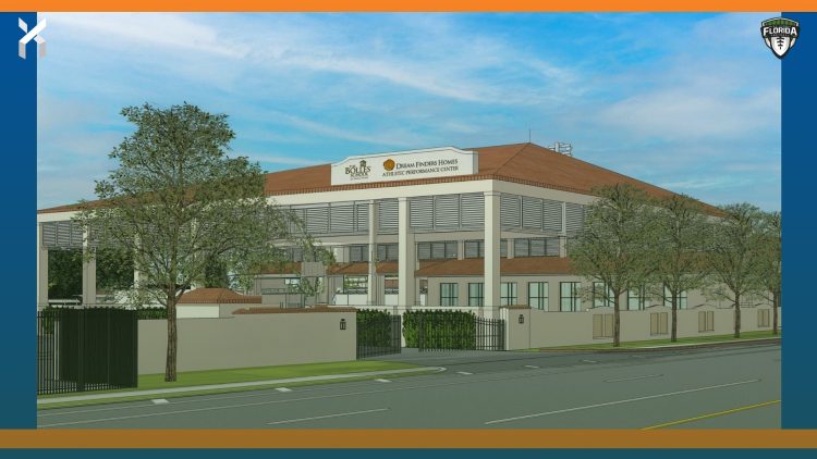 Rendering shows the planned Dream Finders Homes Athletic Performance Center on the Upper School San Jose campus. [Courtesy of The Bolles School]