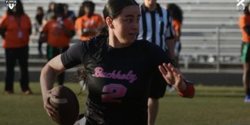 Buchholz (Gainesville) QB Isabella Alexander runs with the ball during their game against Eastside (Gainesville) on Friday, March 6, 2026. [Joshua Wilson/FloridaHSFootball.com]